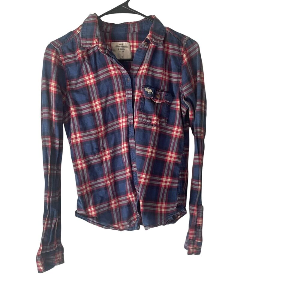 Abercrombie Kids Girls Size Medium Peppy Y2k Blue Flannel Button Up Shirt